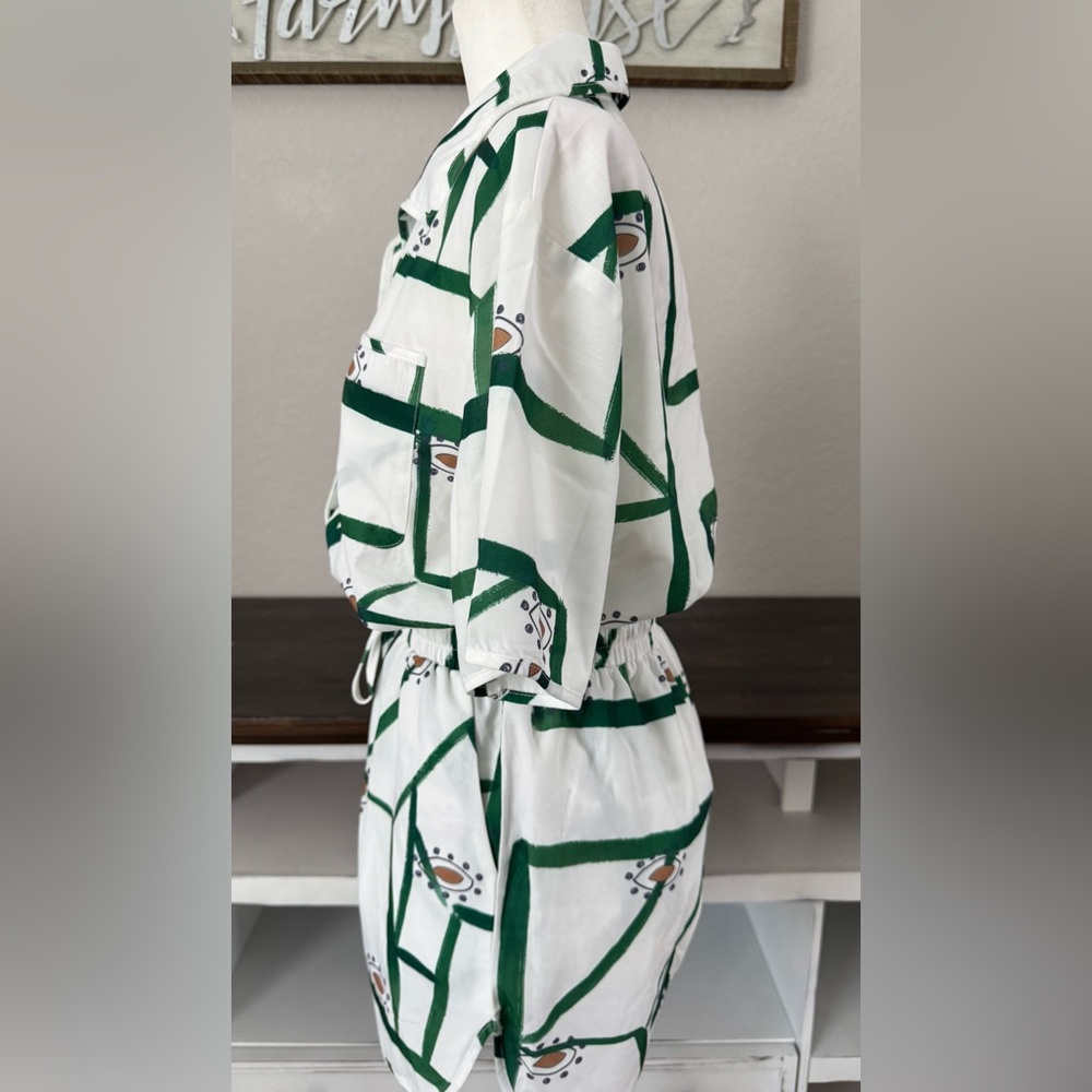 New Commense Short Top 2 Piece Set Drawstring Vacation Outfit Women's Size S Q - Picture 7 of 11